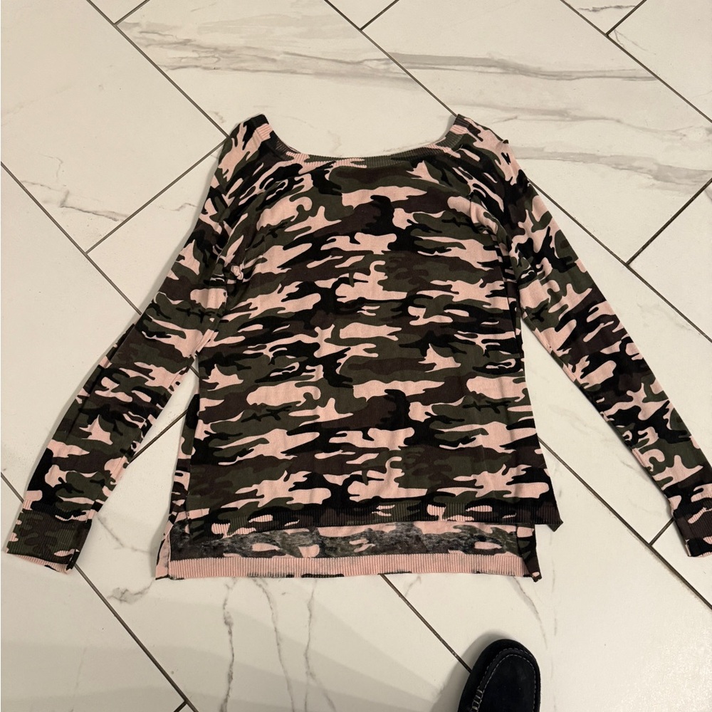Sanctuary Pink and Camouflage Knit Top